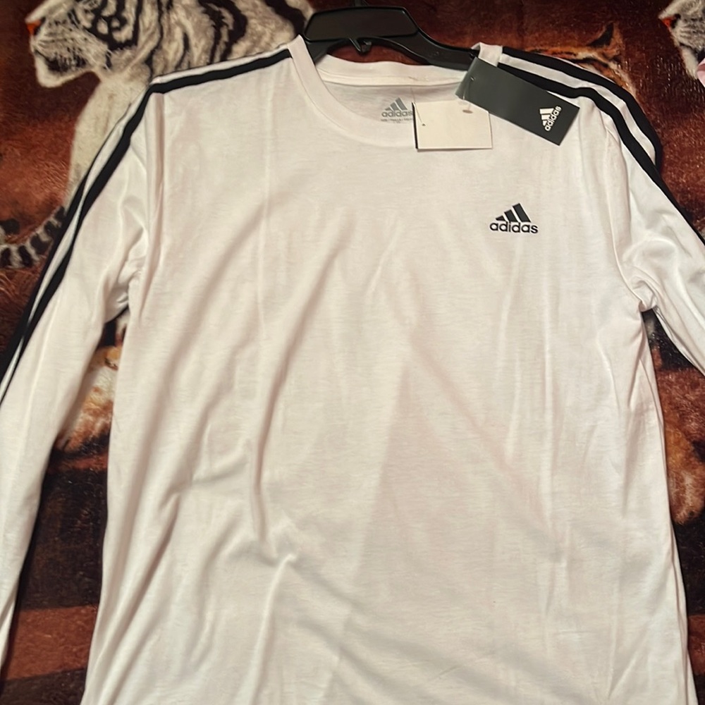White long sleeve with black stripes